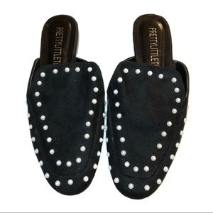 PrettyLittleThing Pearl Embellished Mules Black